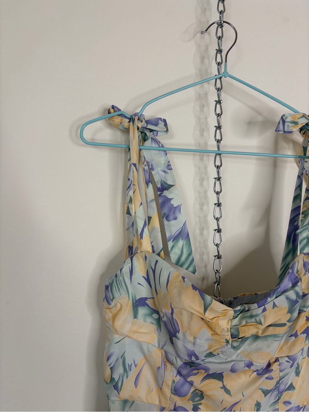 Hello Molly Pastel Yellow & Lavender Tie-Shoulder Midi Dress - Picture 5 of 9